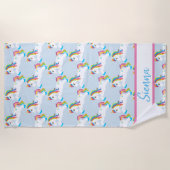 Aangepaste kleurrijke regenboog Unicorn Beach-hand Strandlaken (Voorkant)