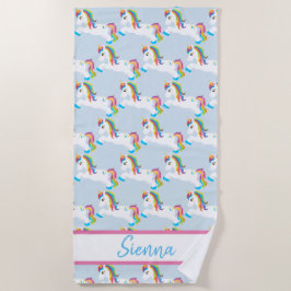 Aangepaste kleurrijke regenboog Unicorn Beach-hand Strandlaken