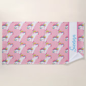 Aangepaste kleurrijke regenboog Unicorn Beach-hand Strandlaken (Voorkant)