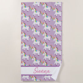 Aangepaste kleurrijke regenboog Unicorn Beach-hand Strandlaken