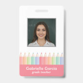 Aangepaste Kleurrijke Rode Barcode School Docent I Badge (Voorzijde)