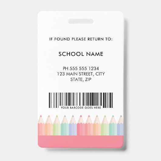 Aangepaste Kleurrijke Rode Barcode School Personee Badge (Achterkant)
