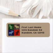 Aangepaste kleurrijke rustieke eland vierkante ret etiket (Insitu)