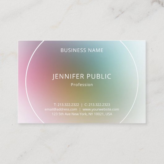 Aangepaste kleurrijke Sjabloon Modern Elegant Mono Visitekaartje (Achterkant)