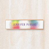 Aangepaste kleurrijke Sjabloon Moderne elegante re Deurbordje (Voorkant)