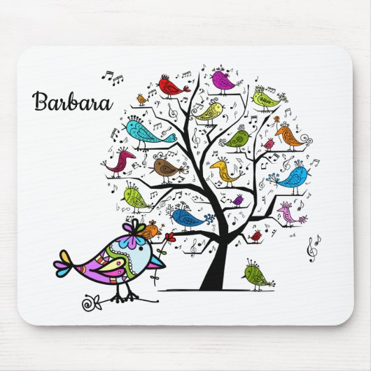 Aangepaste Kleurrijke Spring Bird Mousepad Muismat (Voorkant)