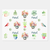 Aangepaste kleurrijke St. Patrick's Gnomen Set van Inpakpapier Vel (Voorkant)