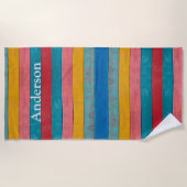 Aangepaste kleurrijke strand Rustige houten handdo Strandlaken (Voorkant)