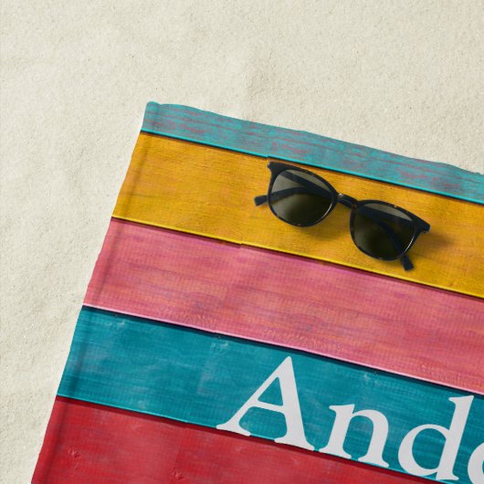 Aangepaste kleurrijke strand Rustige houten handdo Strandlaken (In situ)