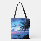 Aangepaste Kleurrijke Tropische Eiland Strand Ocea Tote Bag (Achterkant)