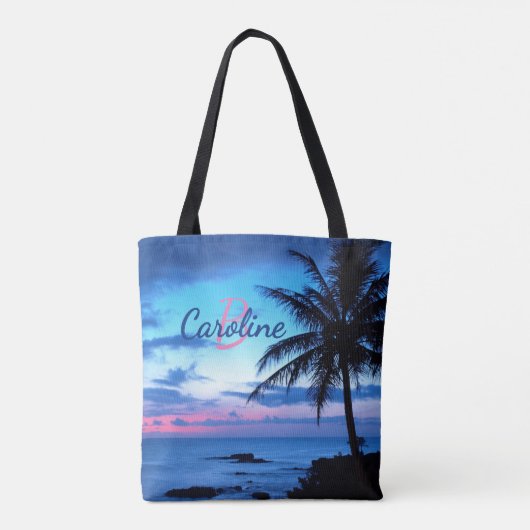 Aangepaste Kleurrijke Tropische Eiland Strand Ocea Tote Bag (Achterkant)