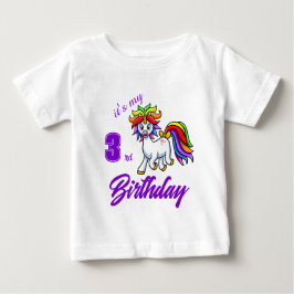 Aangepaste kleurrijke Unicorn Birthday T-Shirt