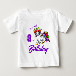 Aangepaste kleurrijke Unicorn Birthday T-Shirt