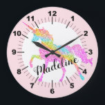 Aangepaste kleurrijke Unicorn grote klok<br><div class="desc">Kleurig Unicorn-ontwerp</div>