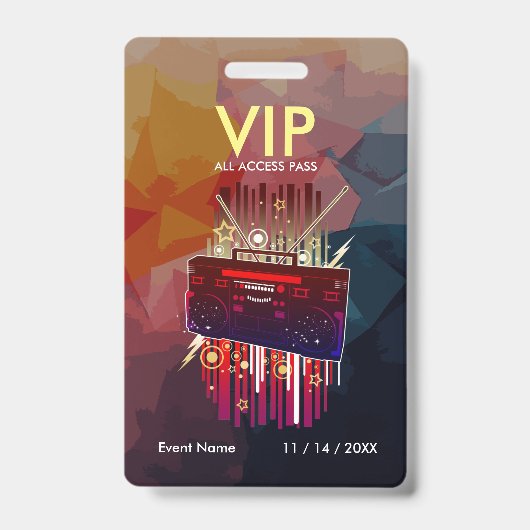 Aangepaste Kleurrijke VIP-Eventpas Met Modern Desi Badge (Voorzijde)