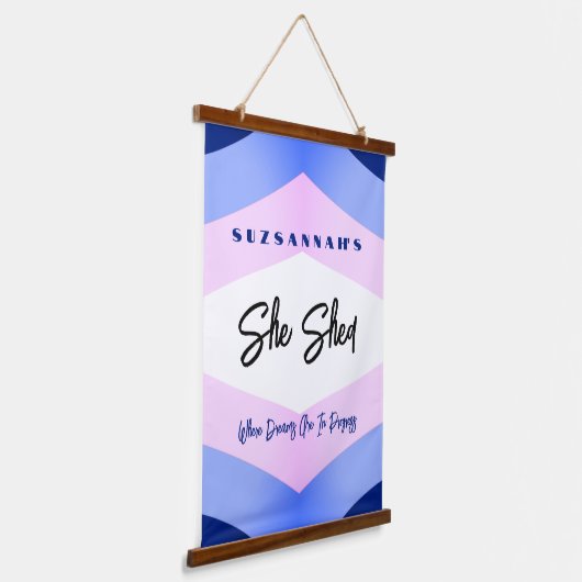 Aangepaste kleurrijke Waterverf Chevron Ze schreef Hangend Wandkleed (Gebogen)