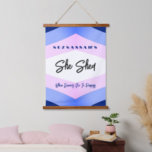 Aangepaste kleurrijke Waterverf Chevron Ze schreef Hangend Wandkleed