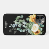 Aangepaste kleurrijke Waterverf Zonnebloem Naam Case-Mate iPhone Case (Achterkant (horizontaal))