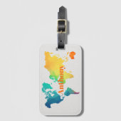 Aangepaste Kleurrijke Wereldkaart Monogram Naam Ba Bagagelabel (Voorkant (verticaal))