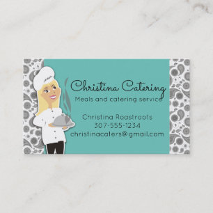 Aangepaste kleurvrouw chef blonde catering visitekaartje