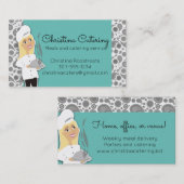 Aangepaste kleurvrouw chef blonde catering visitekaartje (Voorkant / Achterkant)