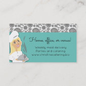 Aangepaste kleurvrouw chef blonde catering visitekaartje (Achterkant)