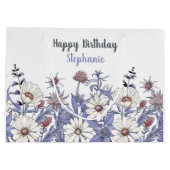 Aangepaste kleuterblauwe wilde bloemen groot cadeauzakje (Achterkant)