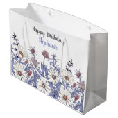 Aangepaste kleuterblauwe wilde bloemen groot cadeauzakje (Achterkant Gekanteld)