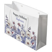 Aangepaste kleuterblauwe wilde bloemen groot cadeauzakje (Voorkant Gekanteld)