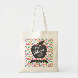 Aangepaste kleuterleidster confetti appel tote bag