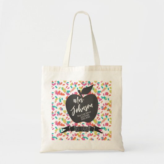 Aangepaste kleuterleidster confetti appel tote bag (Voorkant)