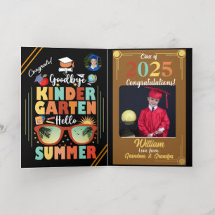 Aangepaste kleuterschool afstudeer Hello Summer Folie Wenskaart
