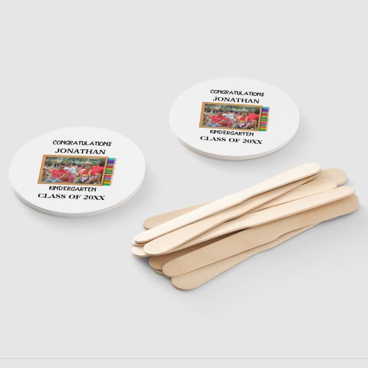Aangepaste kleuterschool afstuderen krijbordfoto handwaaier (Niet-gemonteerd)