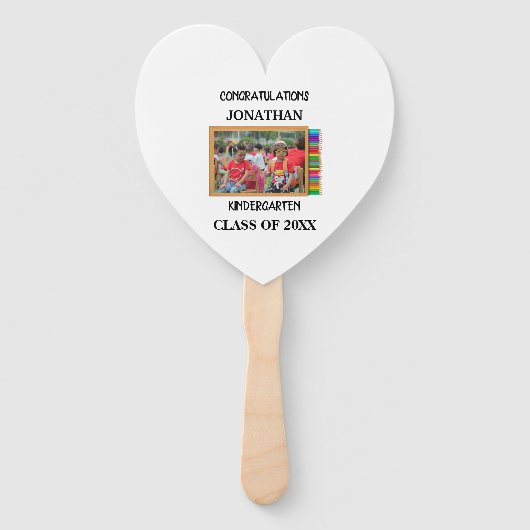 Aangepaste kleuterschool afstuderen krijbordfoto handwaaier (Achterkant)