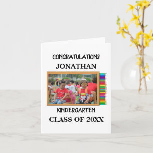 Aangepaste kleuterschool afstuderen krijbordfoto kaart