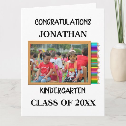 Aangepaste kleuterschool afstuderen krijbordfoto kaart (Voorkant)