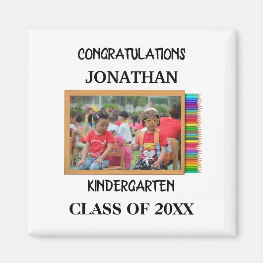 Aangepaste kleuterschool afstuderen krijbordfoto magneet (Voorkant)
