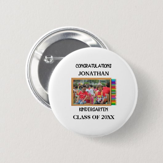 Aangepaste kleuterschool afstuderen krijbordfoto ronde button 5,7 cm (Voorkant /achterkant)