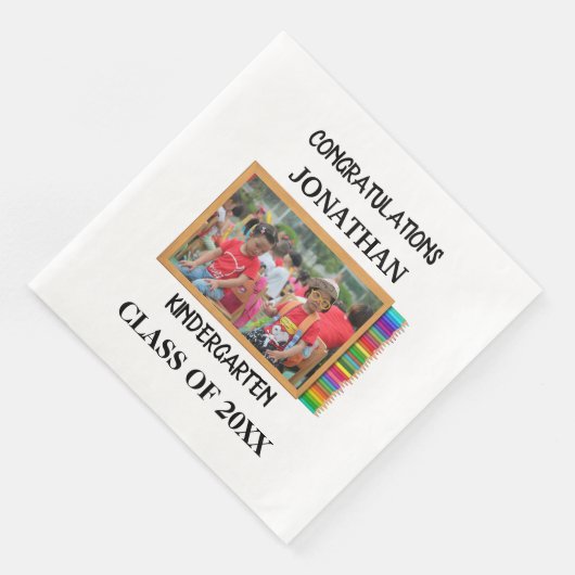 Aangepaste kleuterschool afstuderen krijbordfoto servet (Hoek)