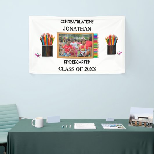 Aangepaste kleuterschool afstuderen krijbordfoto spandoek (Beurs)