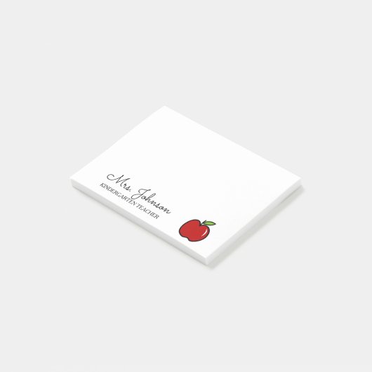Aangepaste kleuterschool-leraar rode appel post-it® notes (Schuin)