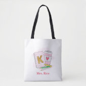 Aangepaste kleuterschool leraar roze boek koffie tote bag (Voorkant)