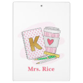 Aangepaste kleuterschool leraar roze Notitieboek k Klembord (Achterkant)