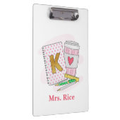 Aangepaste kleuterschool leraar roze Notitieboek k Klembord (Rechts)