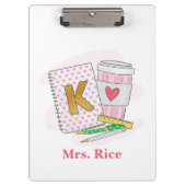 Aangepaste kleuterschool leraar roze Notitieboek k Klembord (Voorkant)