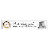 Aangepaste kleuterschool-leraar schattige uistklok naambordje (Voorkant)