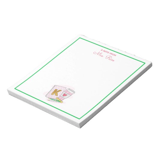 Aangepaste kleuterschool leraar waardering roze notitieblok (Linkerzijde)