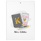 Aangepaste kleuterschool leraar zwart Notitieboek  Klembord (Achterkant)