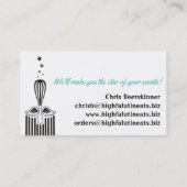 Aangepaste kleutervliegende whisky 5 sterren kokse visitekaartje (Achterkant)