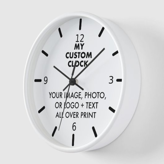 Aangepaste klok - WITTE Hout, ZWARTE Handen, 4 NUM (Hoek)